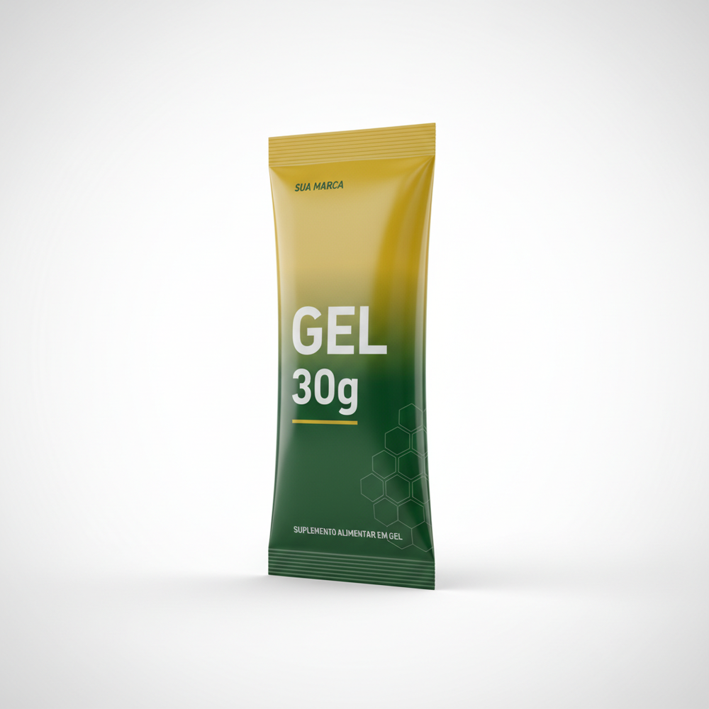 Sachê de gel funcional — carbo gel, energy gel, colágeno em gel